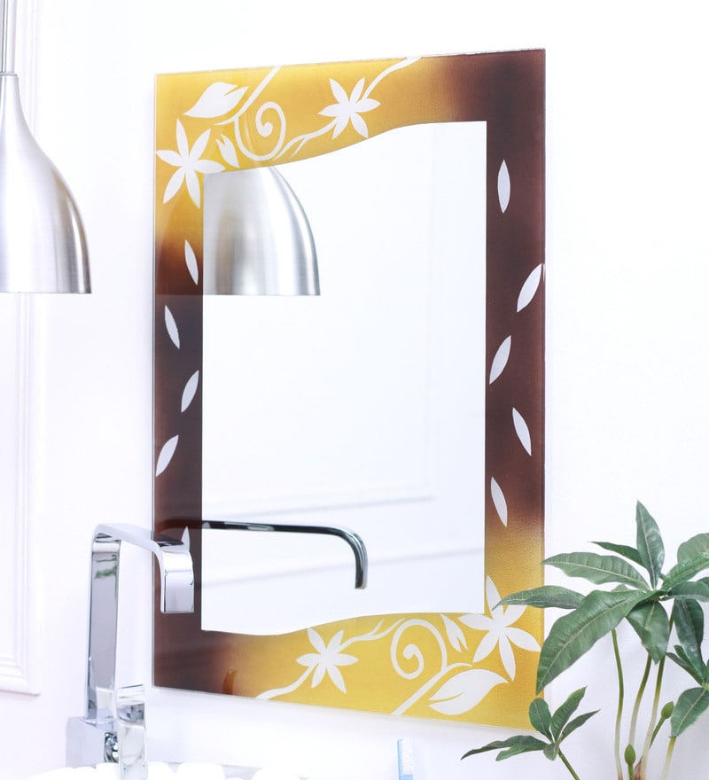 Buy Zahab Yellow And Brown Glass Bathroom Mirror Online Bathroom