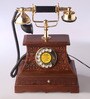 Brown Brass & Wood Maharaja with Drawer Retro Telephone