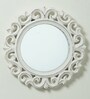 Framed Round Wall Mirror in White colour