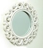 Framed Round Wall Mirror in White colour