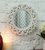 Framed Round Wall Mirror in White colour