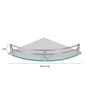 Stainless Steel & Glass Corner Bathroom Shelf (L: 9, W: 9, H: 3 Inches)