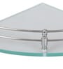 Stainless Steel & Glass Corner Bathroom Shelf (L: 9, W: 9, H: 3 Inches)