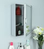 Plastic Grey 4 Compartment Bathroom Cabinet With Mirror