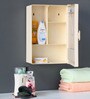Plastic Cream 4 Compartment Bathroom Cabinet With Mirror (L: 12, W: 5, H: 16 inches)