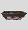Polyresin Square Shape Brown & White Counter Top Wash Basin (H: 5, W: 14, D: 14 Inches)