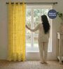 Zahara Mustard Yellow Floral Cotton Curtains for Door Pack of 1