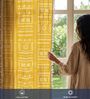 Zahara Mustard Yellow Floral Cotton Curtains for Door Pack of 1