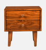 Zakhama Solid Wood Bedside Table In Teak Finish