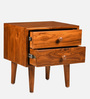 Zakhama Solid Wood Bedside Table In Teak Finish
