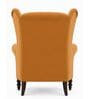 Zarela Teak Wood High Back Chair With Suede Fabric In Yellow Colour Zarela Teak Wood High Back Chair With Suede Fabric In Yellow Colour