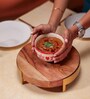 Zari Acacia Wood Riser with Metal Border & Metal Feet