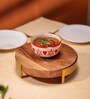 Zari Acacia Wood Riser with Metal Border & Metal Feet