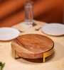 Zari Acacia Wood Riser with Metal Border & Metal Feet