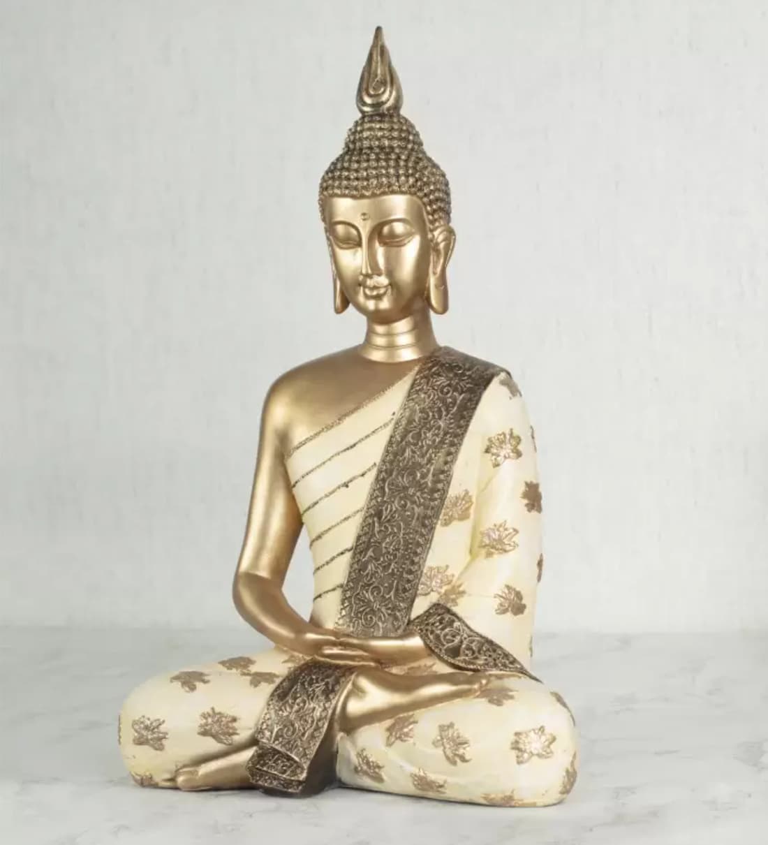 Buy Zen Embellished Buddha Ivory Polyresin Religious Idol by HomeTown ...