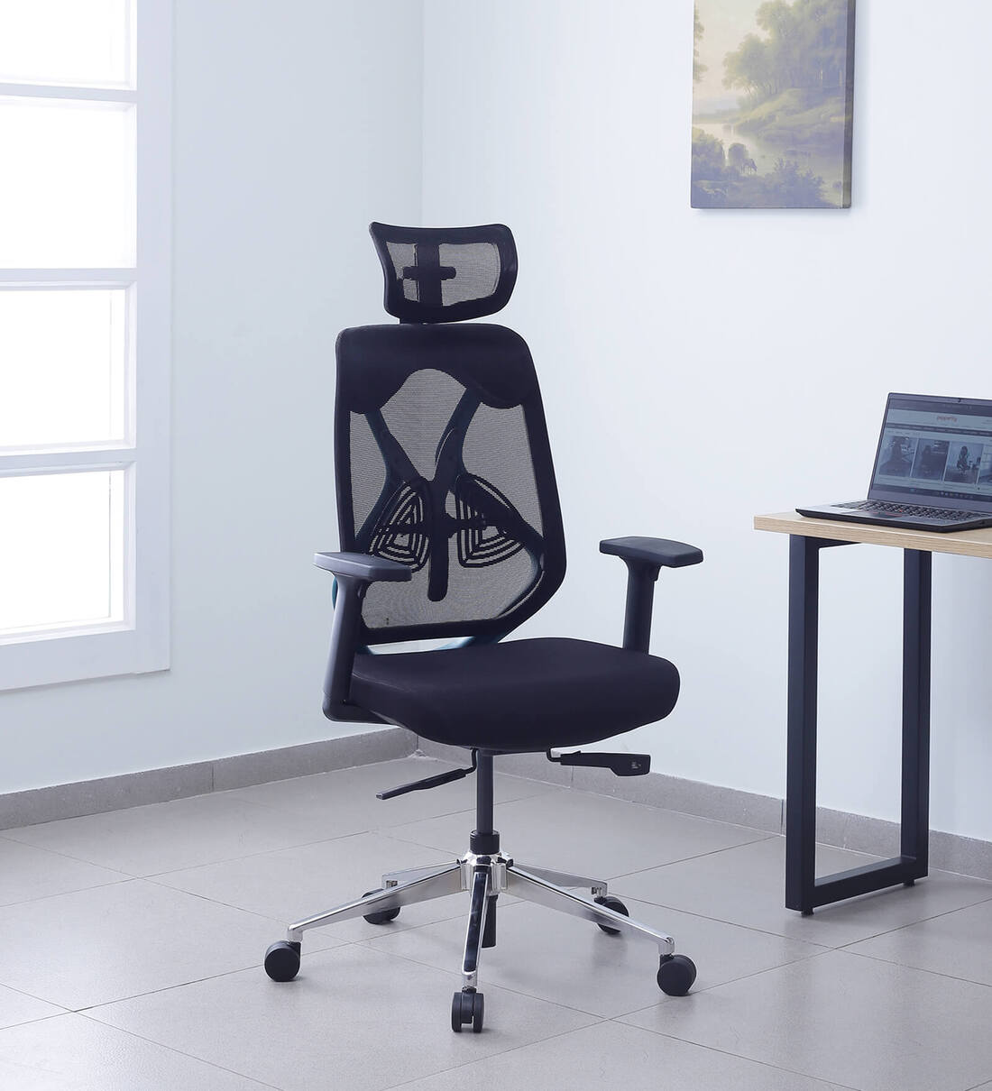 Buy Zen High Back Ergonomic Chair in Tilt Blue Black Colour at