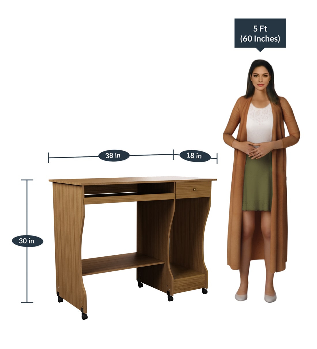 Buy Zenith Computer Table in Teak Finish by Nilkamal Online Computer