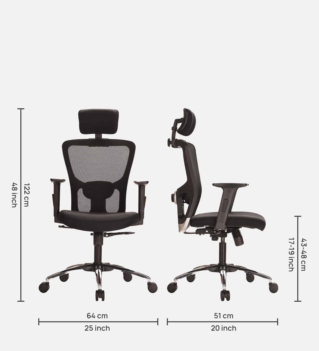 Buy Zenith Pro Breathable Mesh Ergonomic Chair in Black Colour by