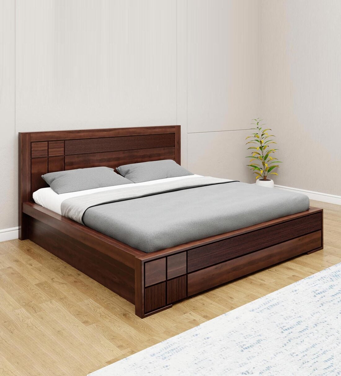 Buy Zenith Sheesham Wood King Size Bed in Brown Colour With Hydraulic ...