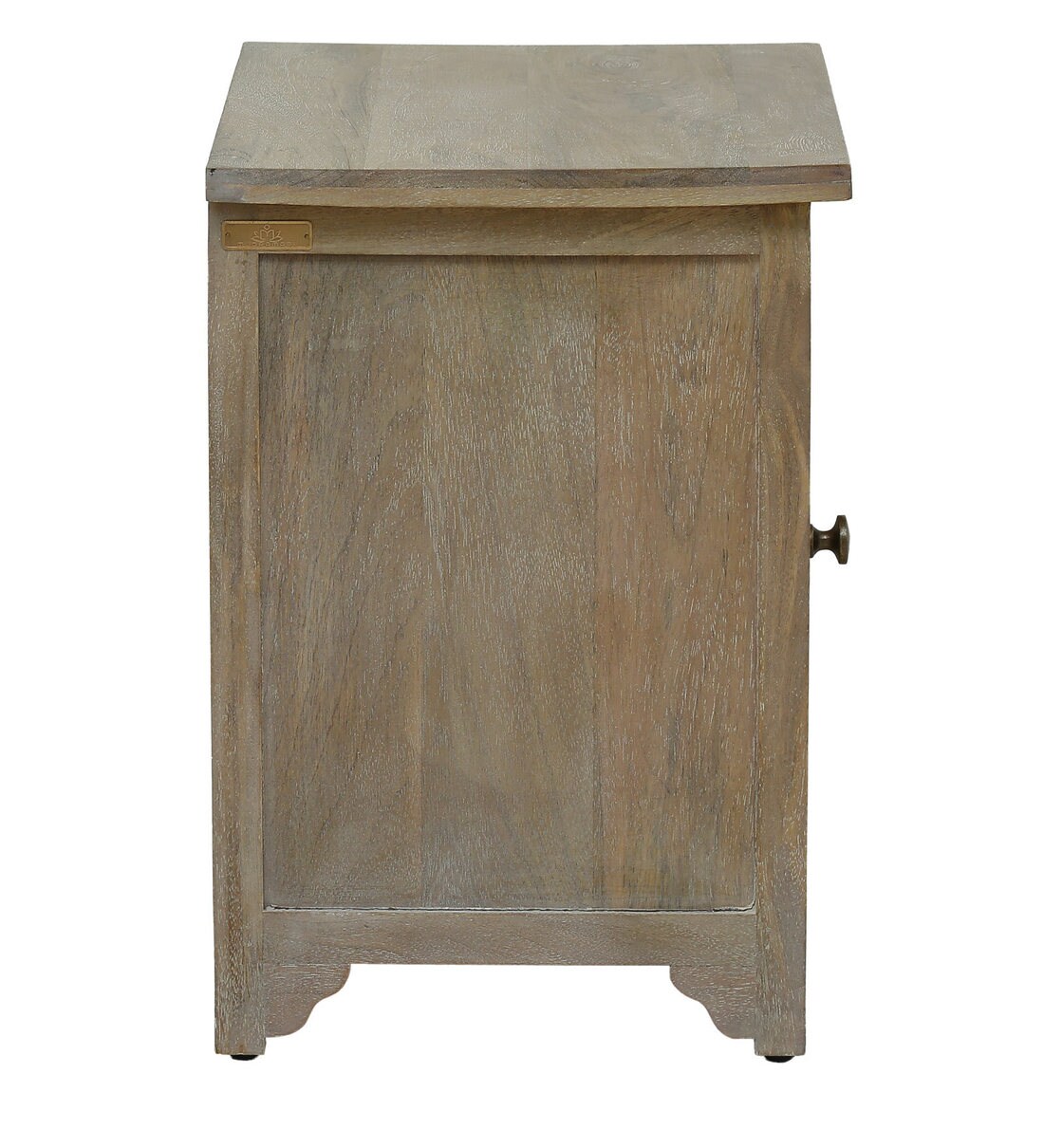 Buy Zenith Solid Wood Carved LHS Bedside Cabinet in White Wash Finish ...