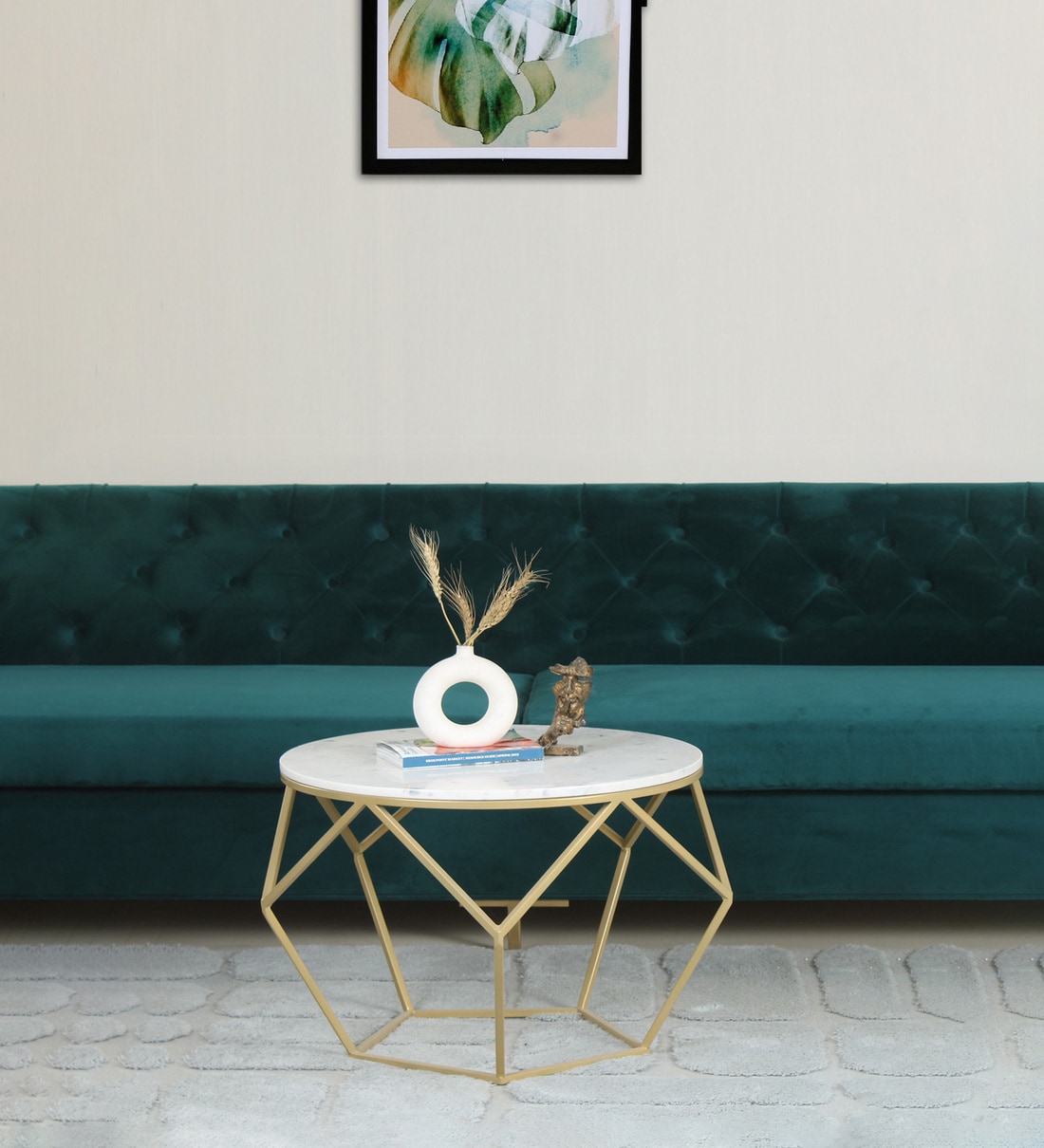 Buy Zephir Metallic Coffee Table with White Marble Top at 10 OFF by