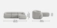 Zen Living 3 Seater Boucle RHS L Shaped Sofa In  Grey Color