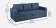 Zenari Fabric 3 Seater Pull Out Sofa Cum Bed In Navy Blue Colour