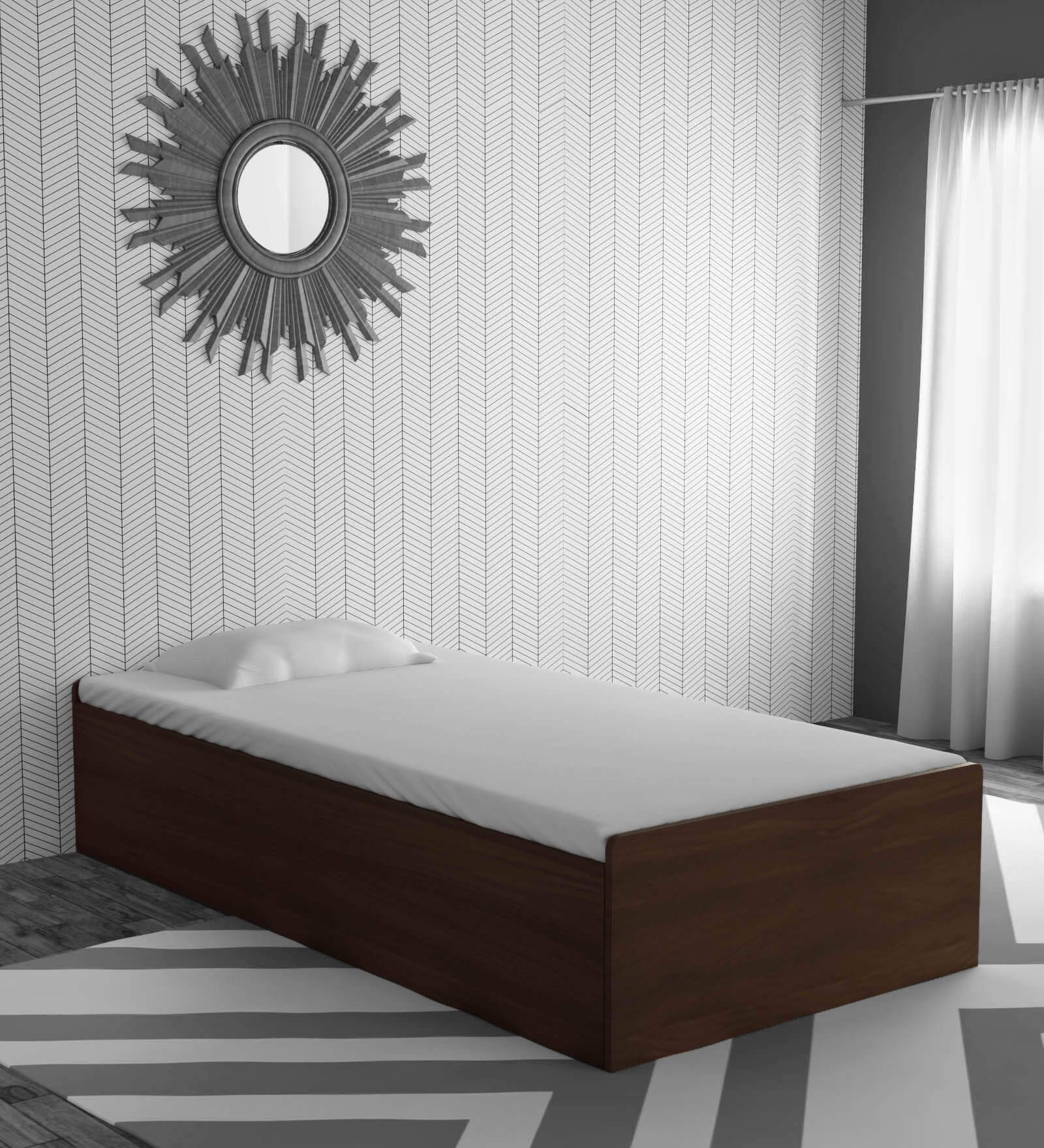 Buy Zeal Divan Bed with Storage in Wenge Finish by Decor Modular Online