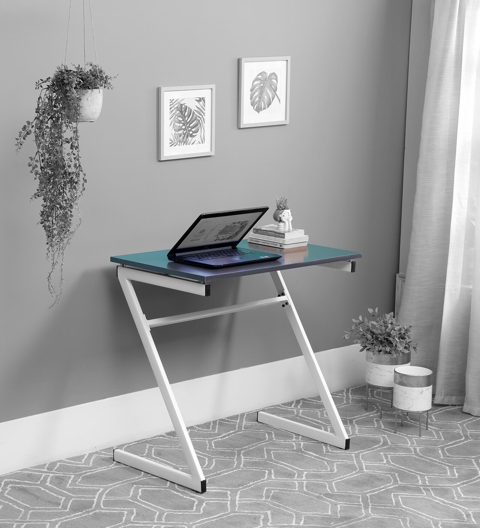 Zed Study Table in White & Grey Finish Zed Study Table in White & Grey Finish