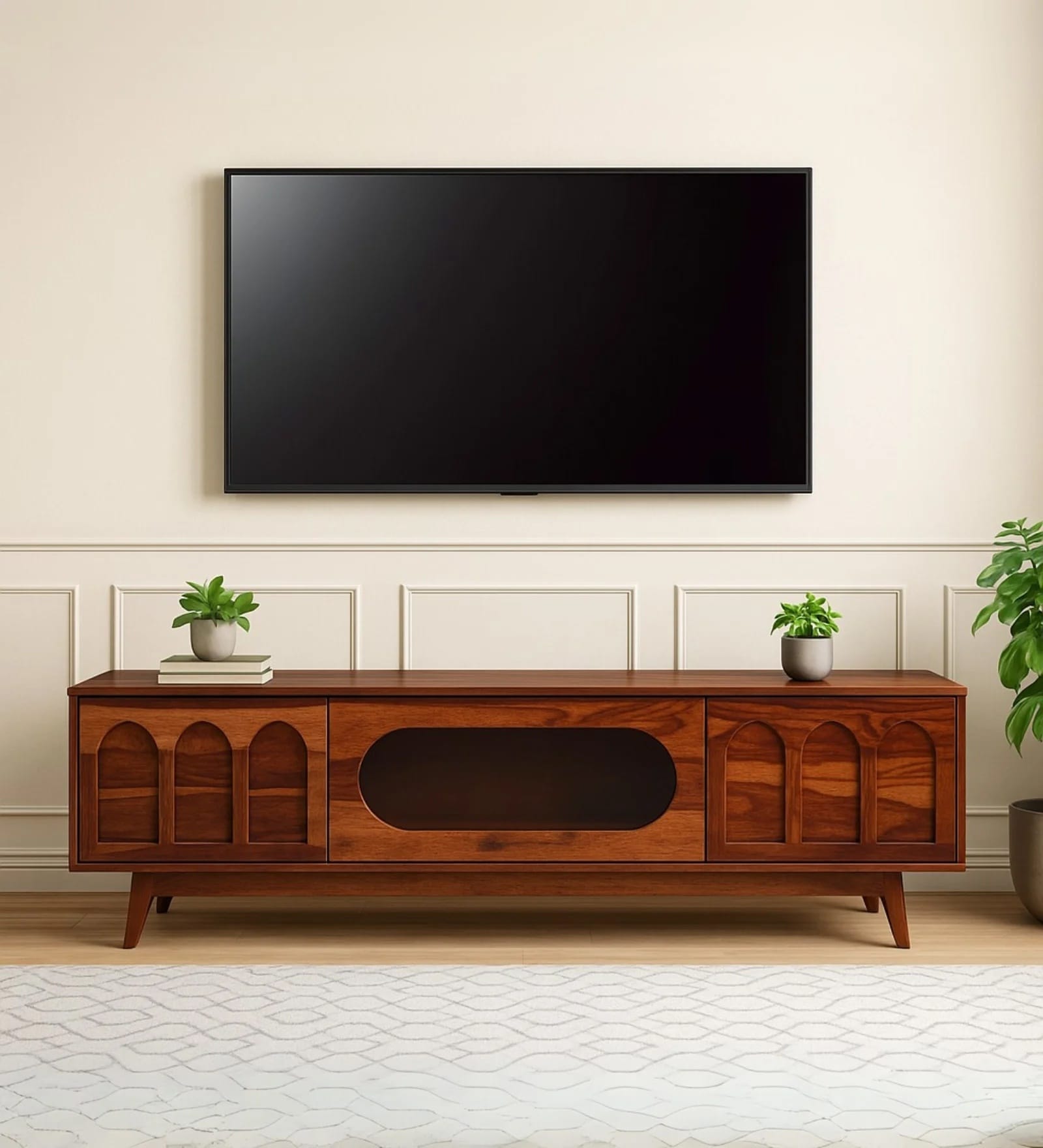 Zeda Sheesham Wood TV Console for Upto 75 inch TV In