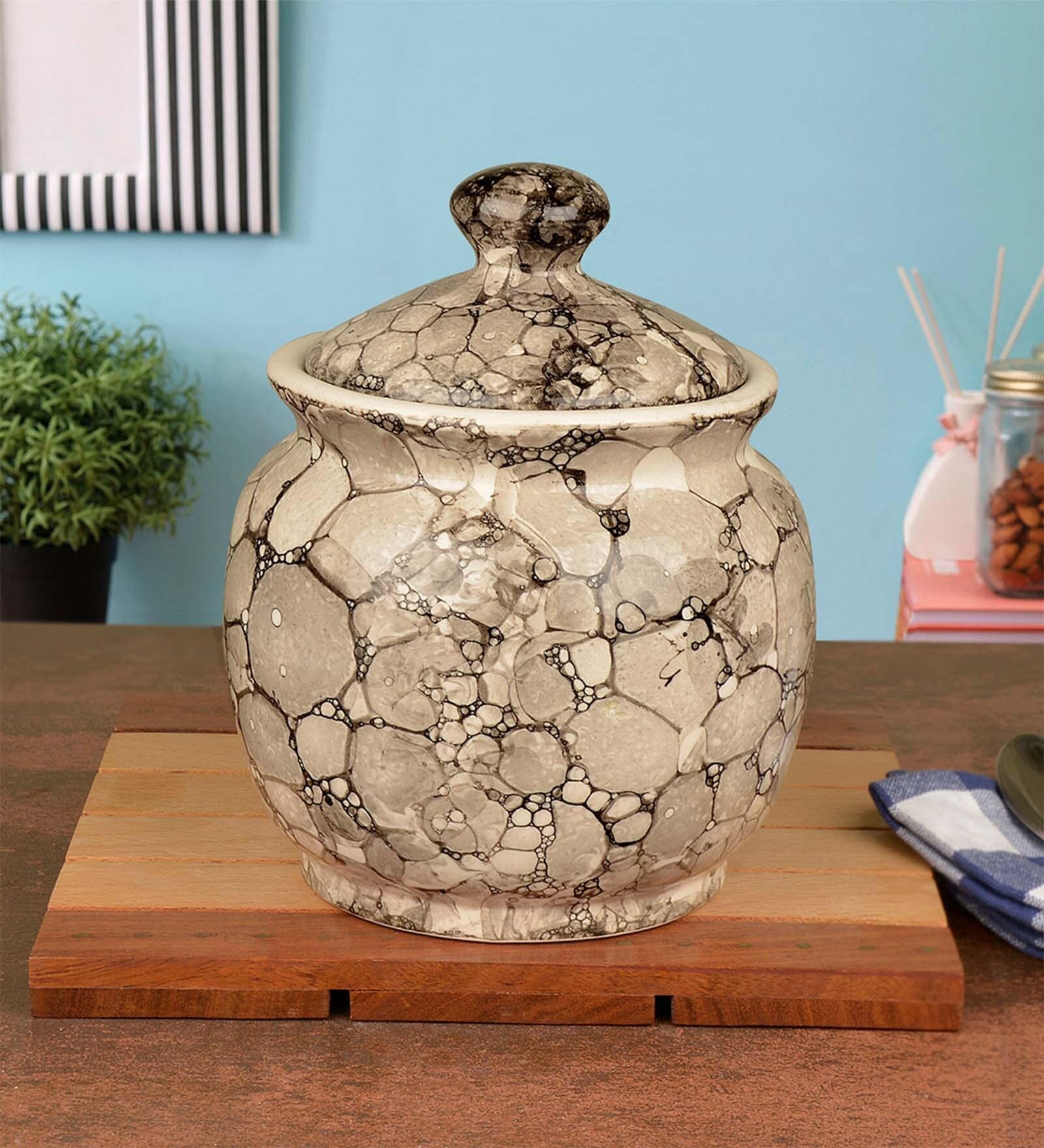 Buy Zeel 1000ml Ceramic Jar with Lid by StyleMyWay at 26 OFF by