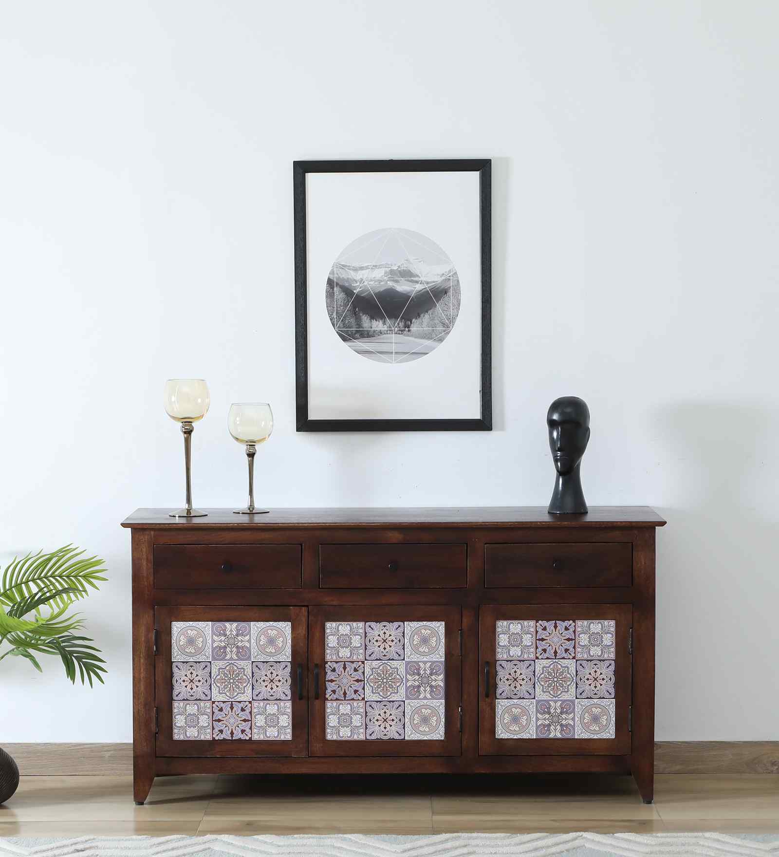 Zellige Solid Wood Sideboard In Tubbaq Finish