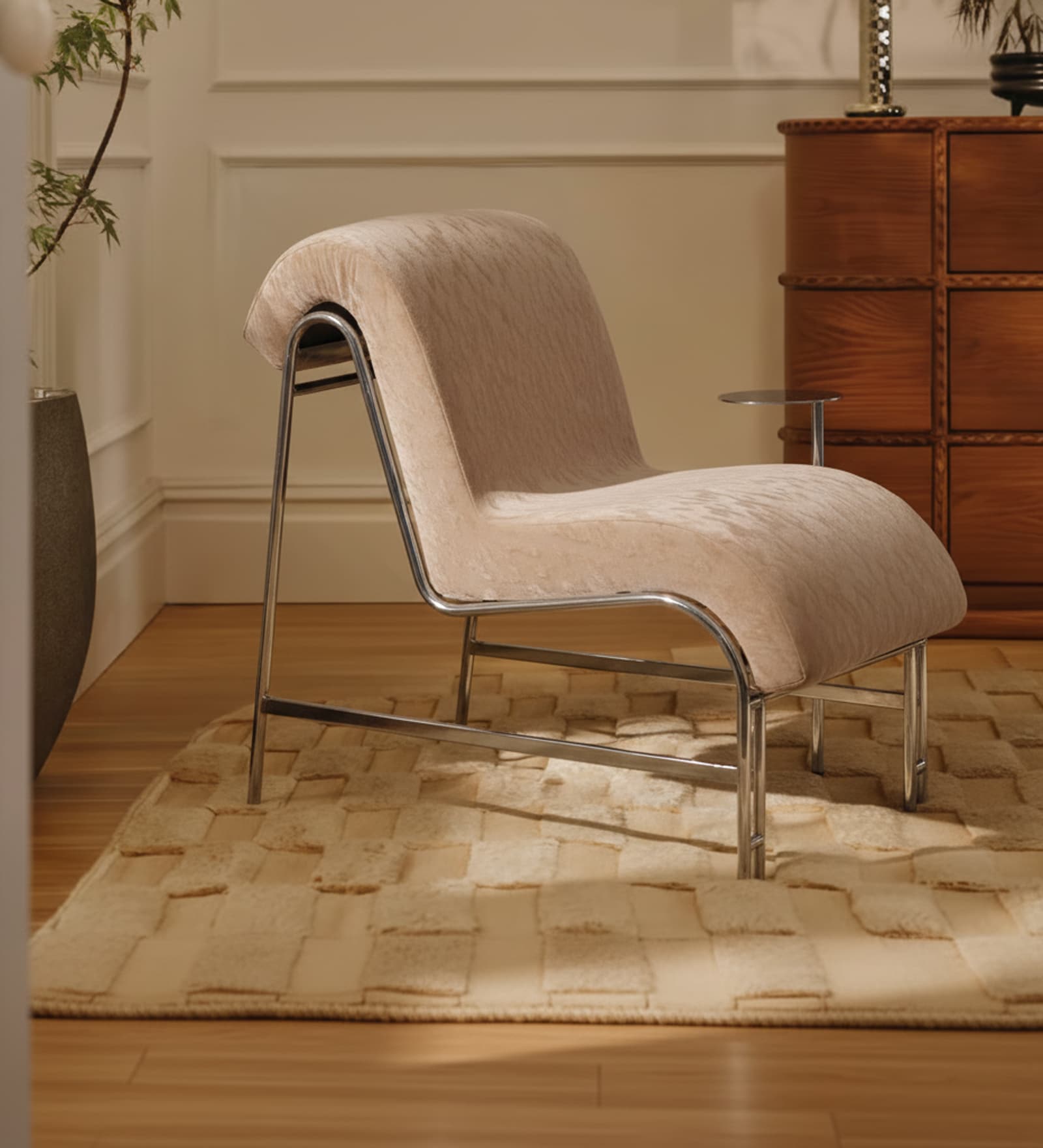 Zelo Occasional Chair In Shiny Crome Finish