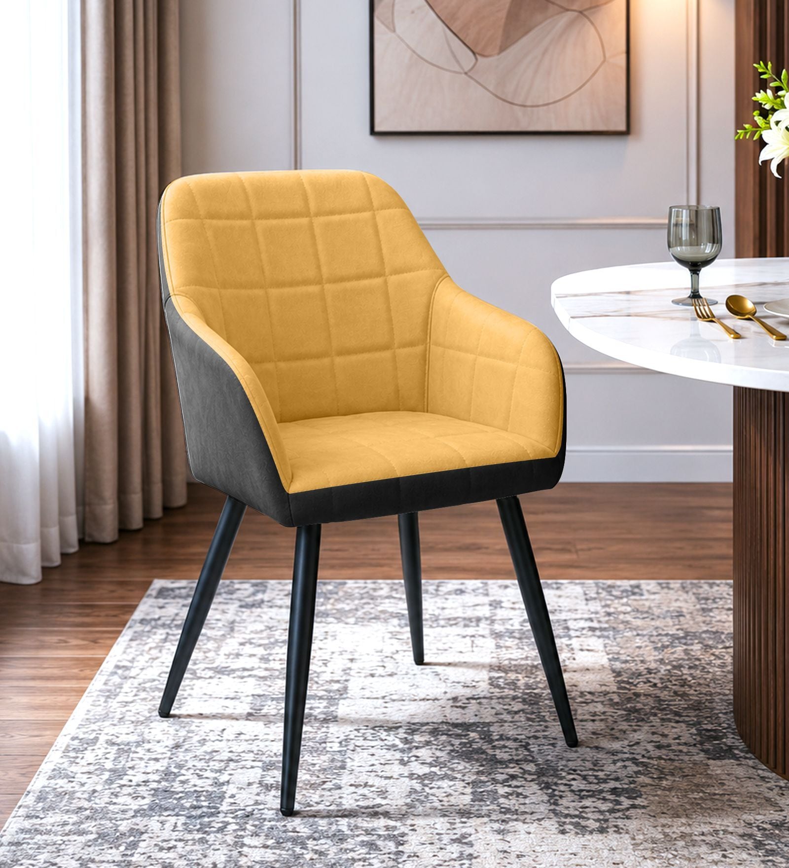Zelvara Luxury Armchair In Yellow Colour