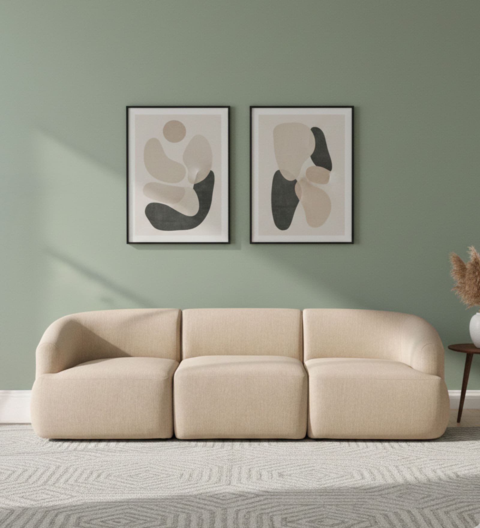 Zen Boucle 3 Seater Sofa In Cream Colour Zen Boucle 3 Seater Sofa In Cream Colour