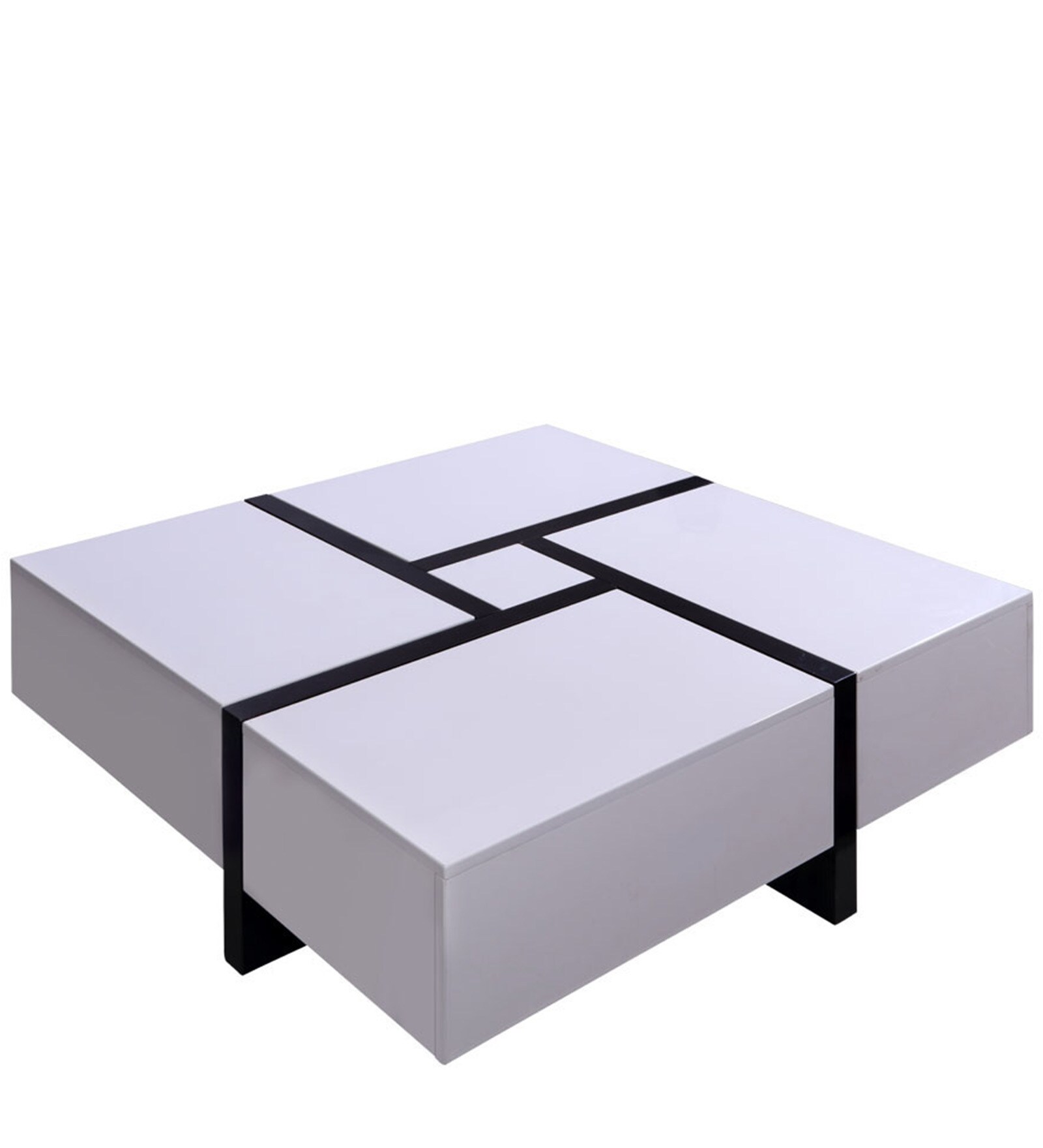 Buy Zen Coffee Table in White & Black Colour by Evok Online Square