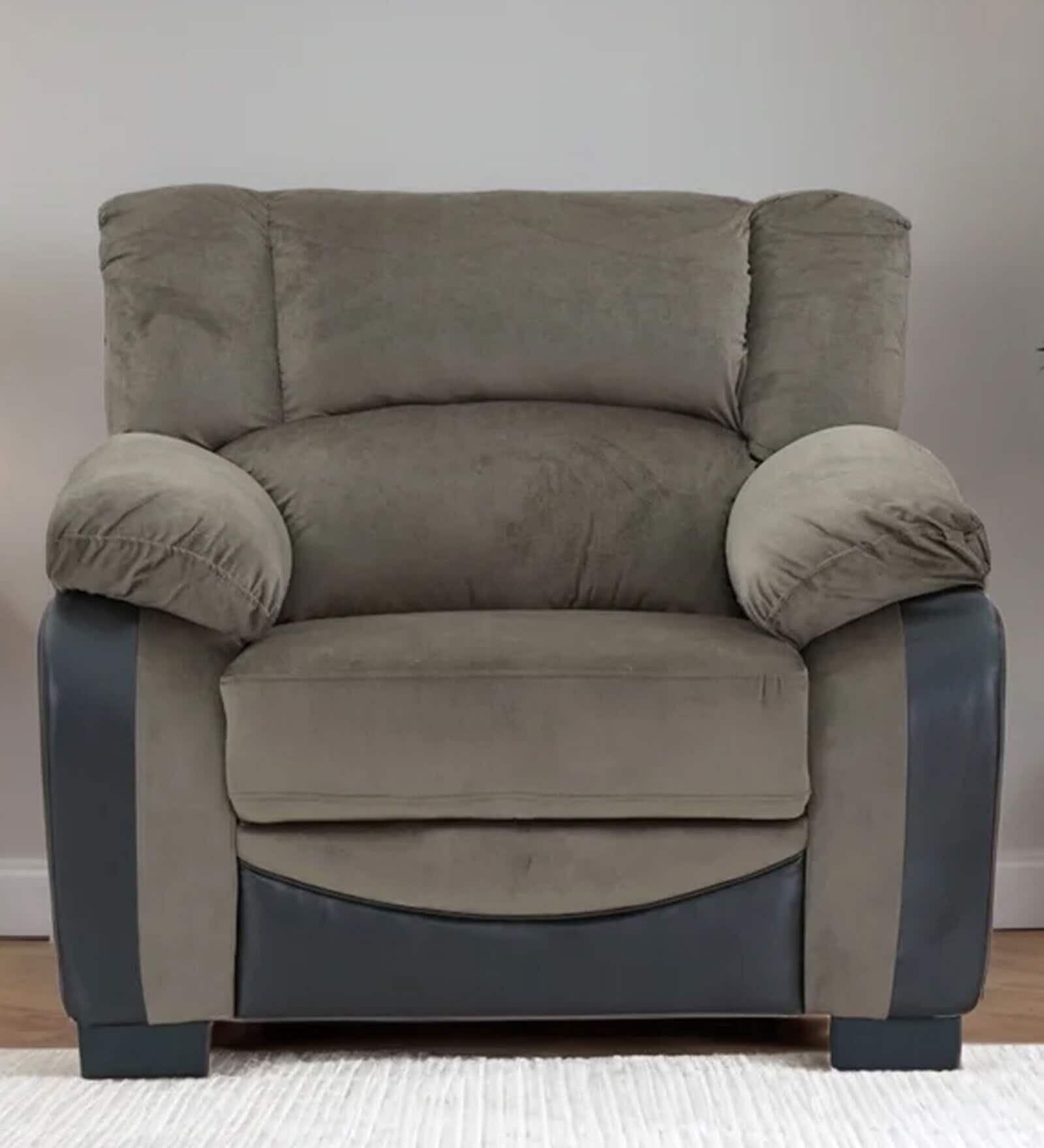 Lux Fabric 1 Seater Sofa in Brown Color