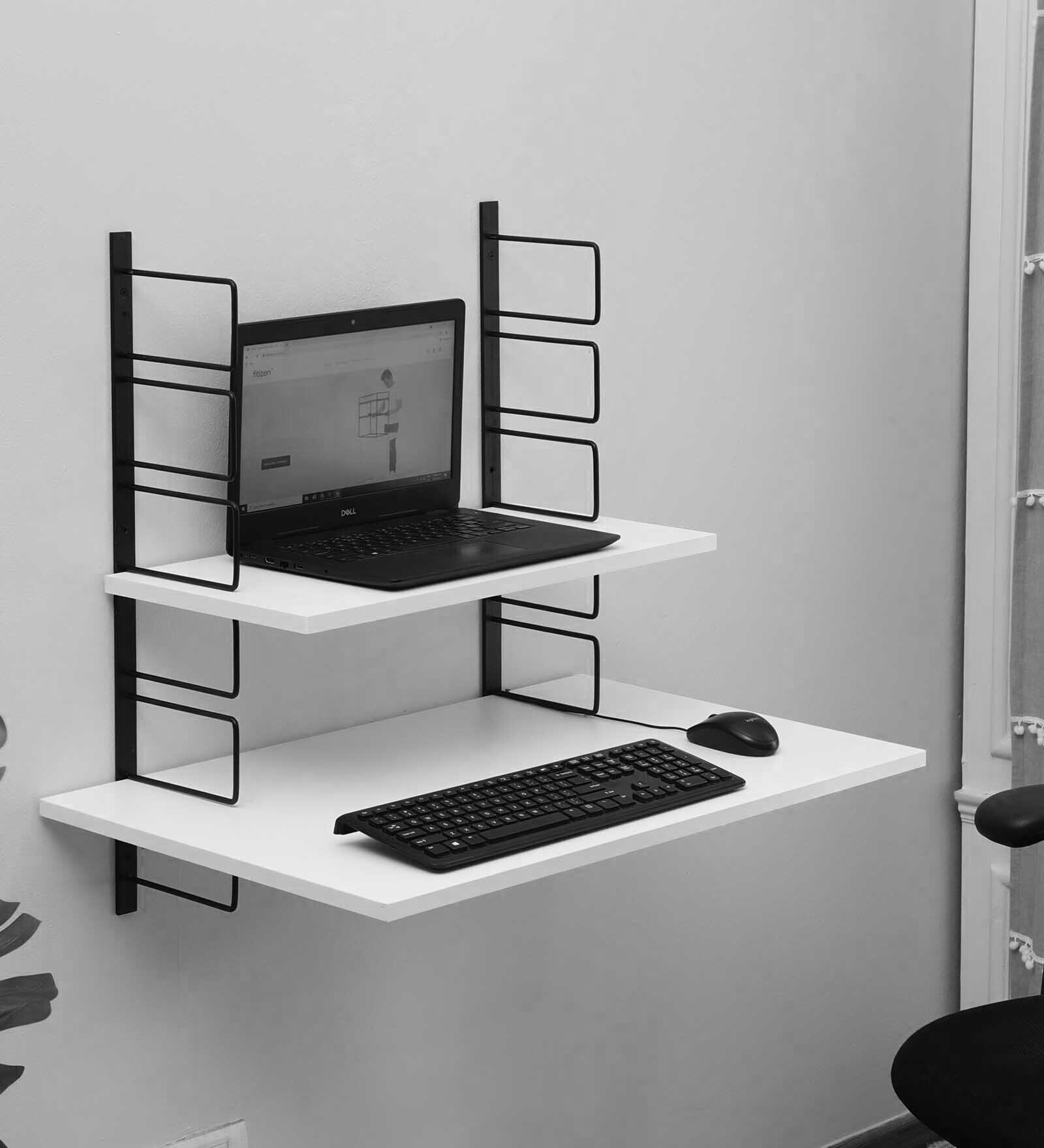 Zen Wall Mounted Table in Black & White Finish