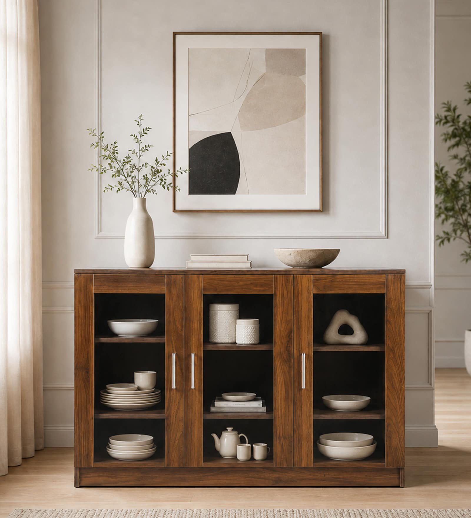 Zenith 3 door Flat Display Unit in Columbian Walnut Finish
