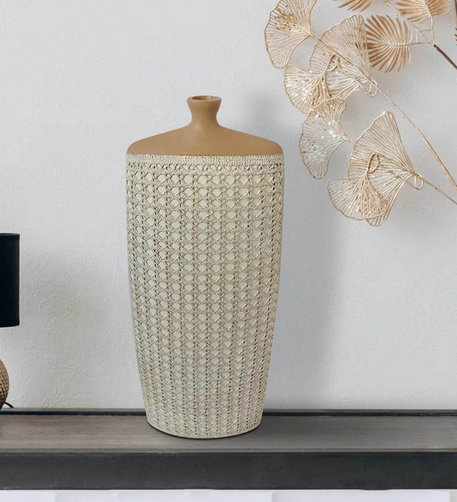 Buy Zenith Bottle White Colour Polyresin Table Vase by HomeTown Online