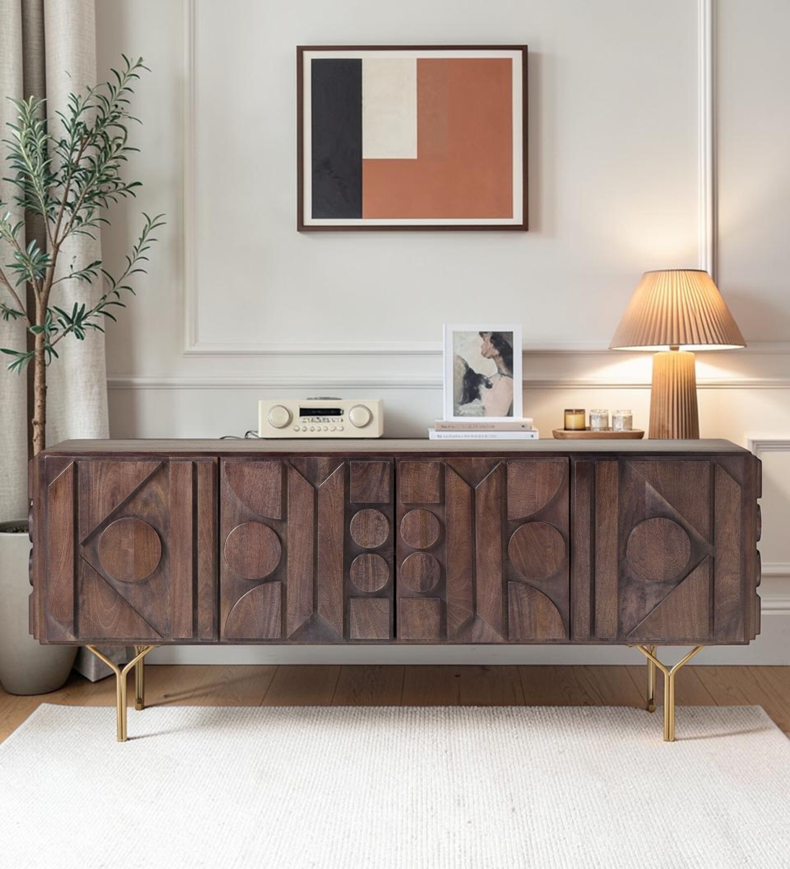 Zenith Frame Tv Unit In Walnut Finish