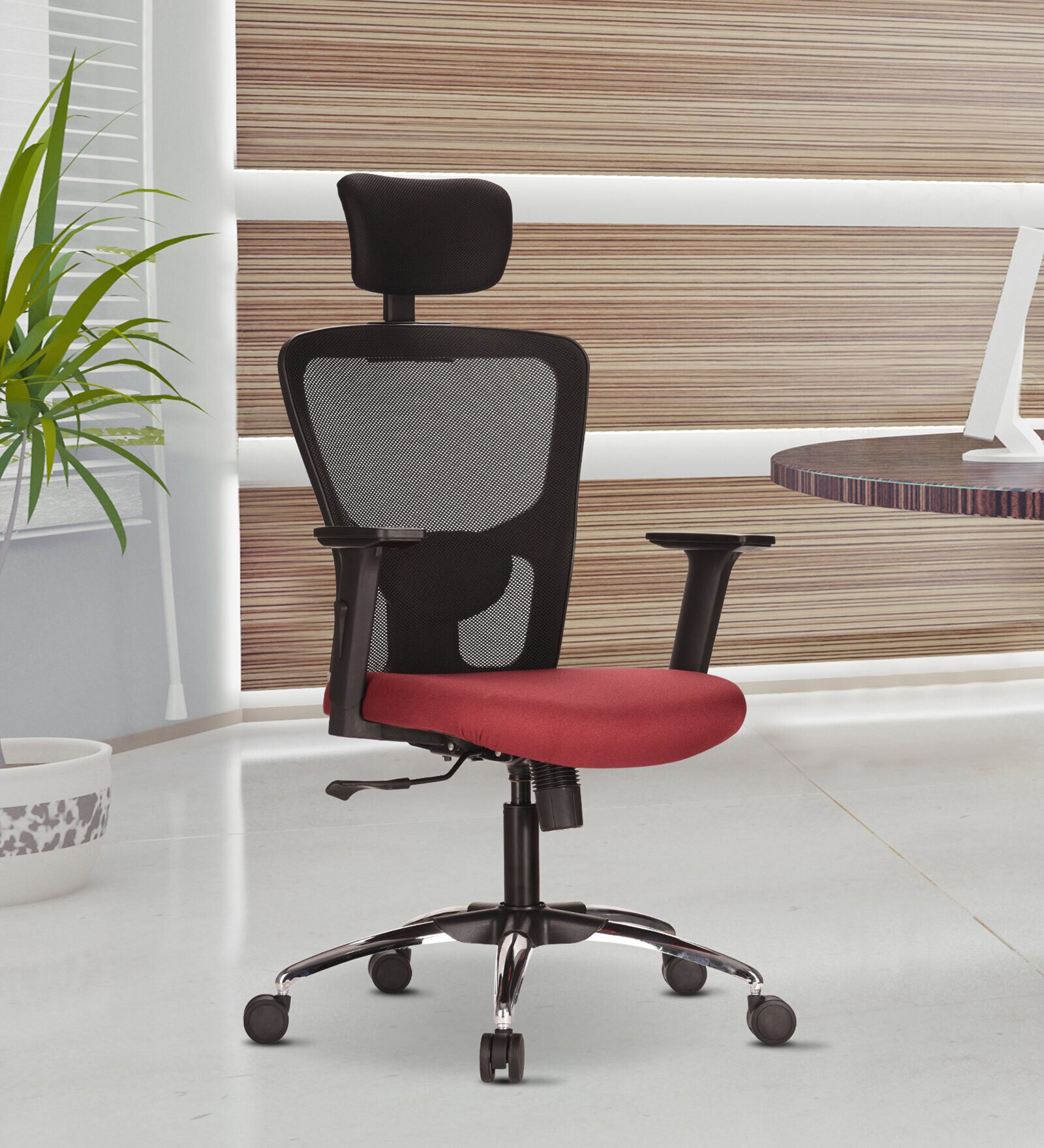 Buy Zenith Breathable Mesh Office Chairs in Maroon Colour at 9 OFF by