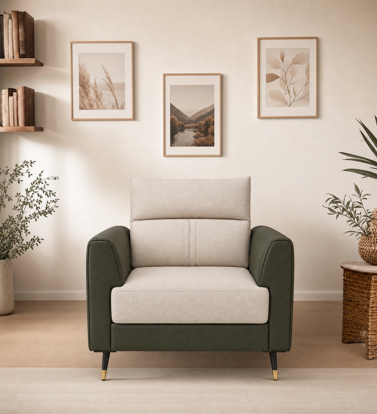 Zenith 1 Seater Sofa In Beige Color
