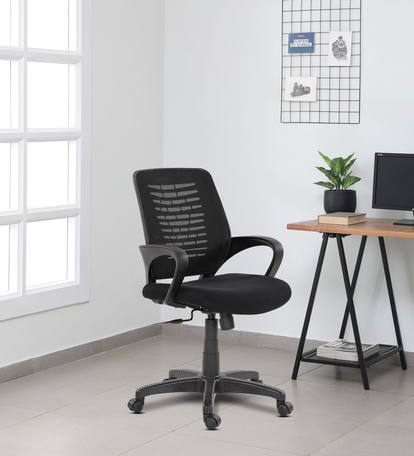 Zenith Breathable Mesh Ergonomic Chair In Black Colour