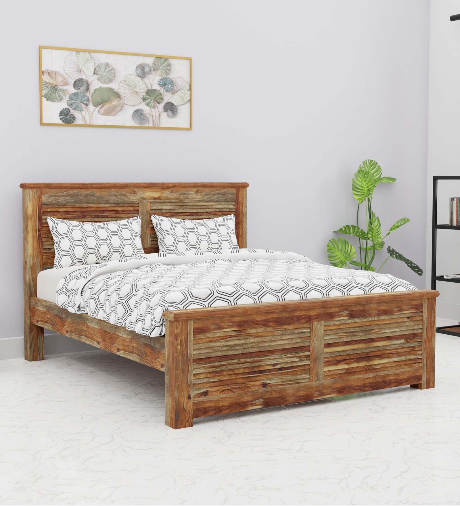 Zenith Queen Size Bed In Brown Finish