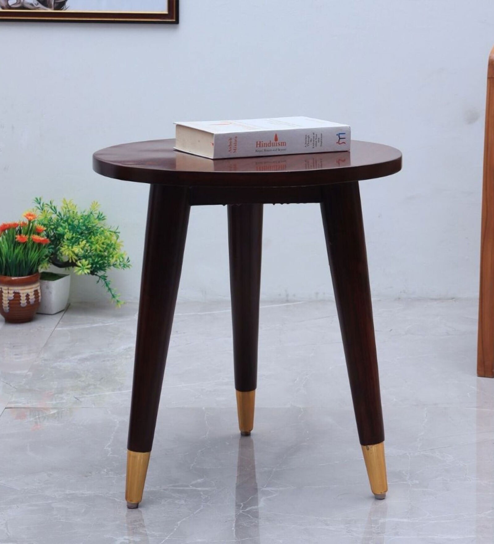 Zenith Teak Wood End Table In Brown Colour