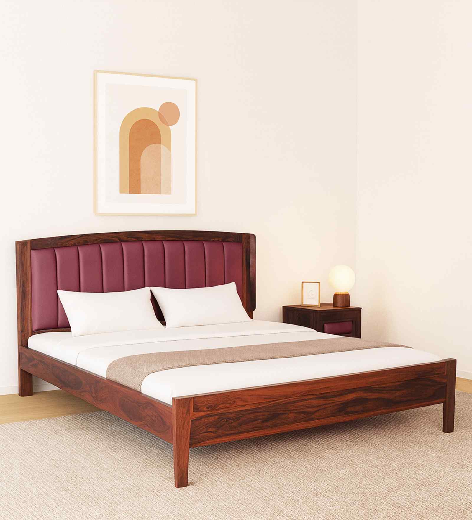 Zephyr Sheesham Wood Queen Size Bed In Honey Oak Finish Zephyr Sheesham Wood Queen Size Bed In Honey Oak Finish