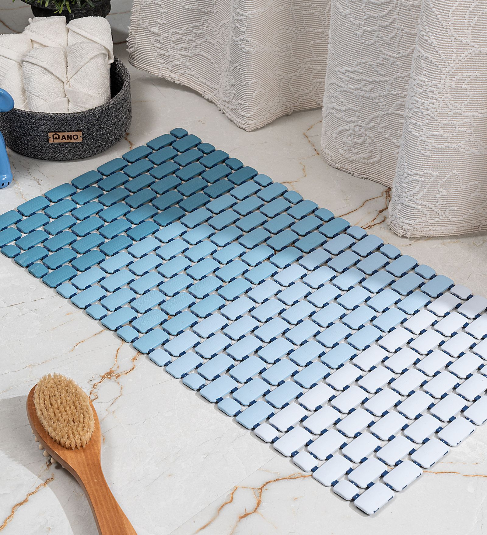 Zephyr Blue Anti-Slip Shower Mat 39 X 73 cm