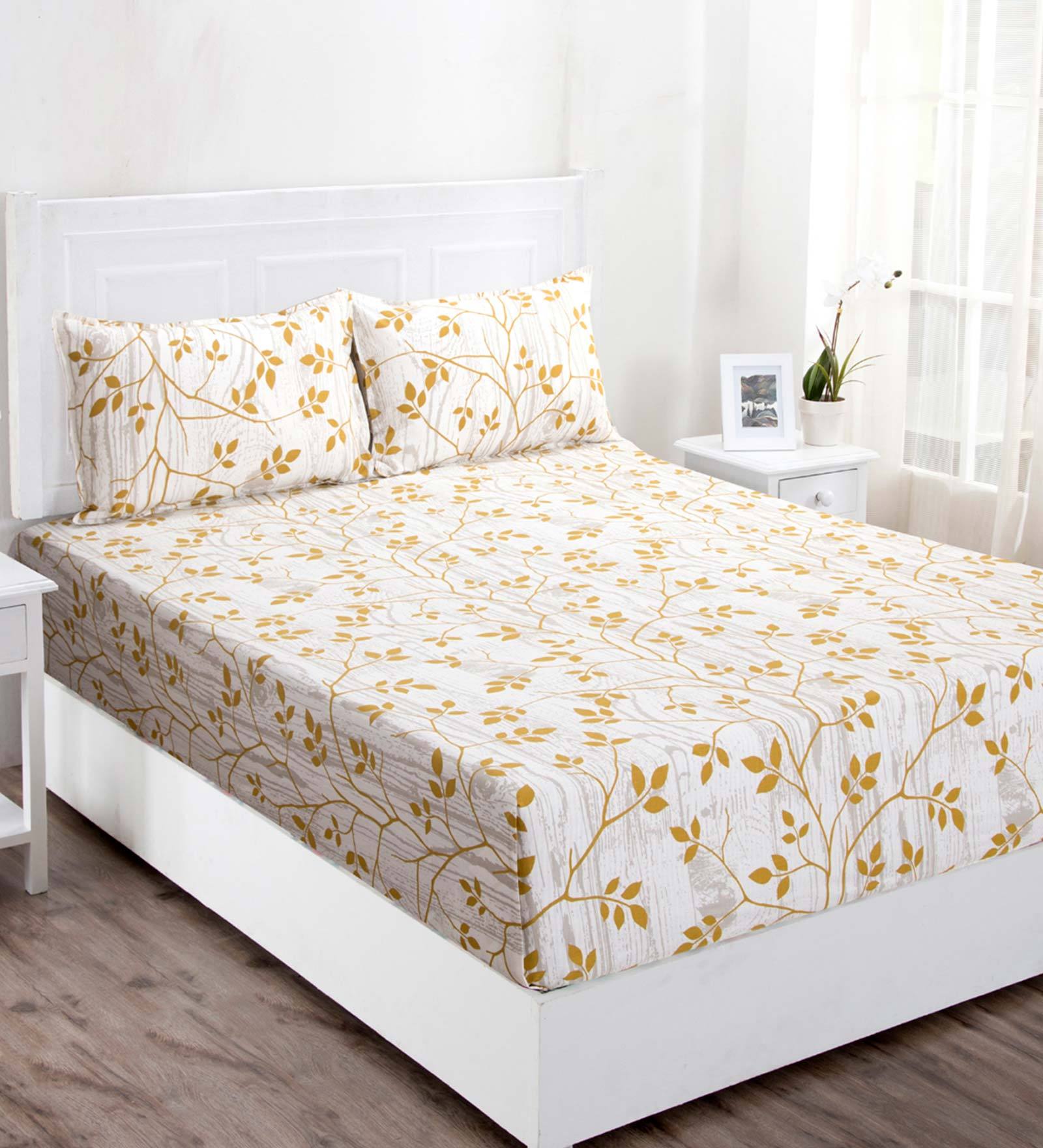 Buy Zephyr Cotton 144TC Double Bedsheet with 2 Pillow Covers by Maspar