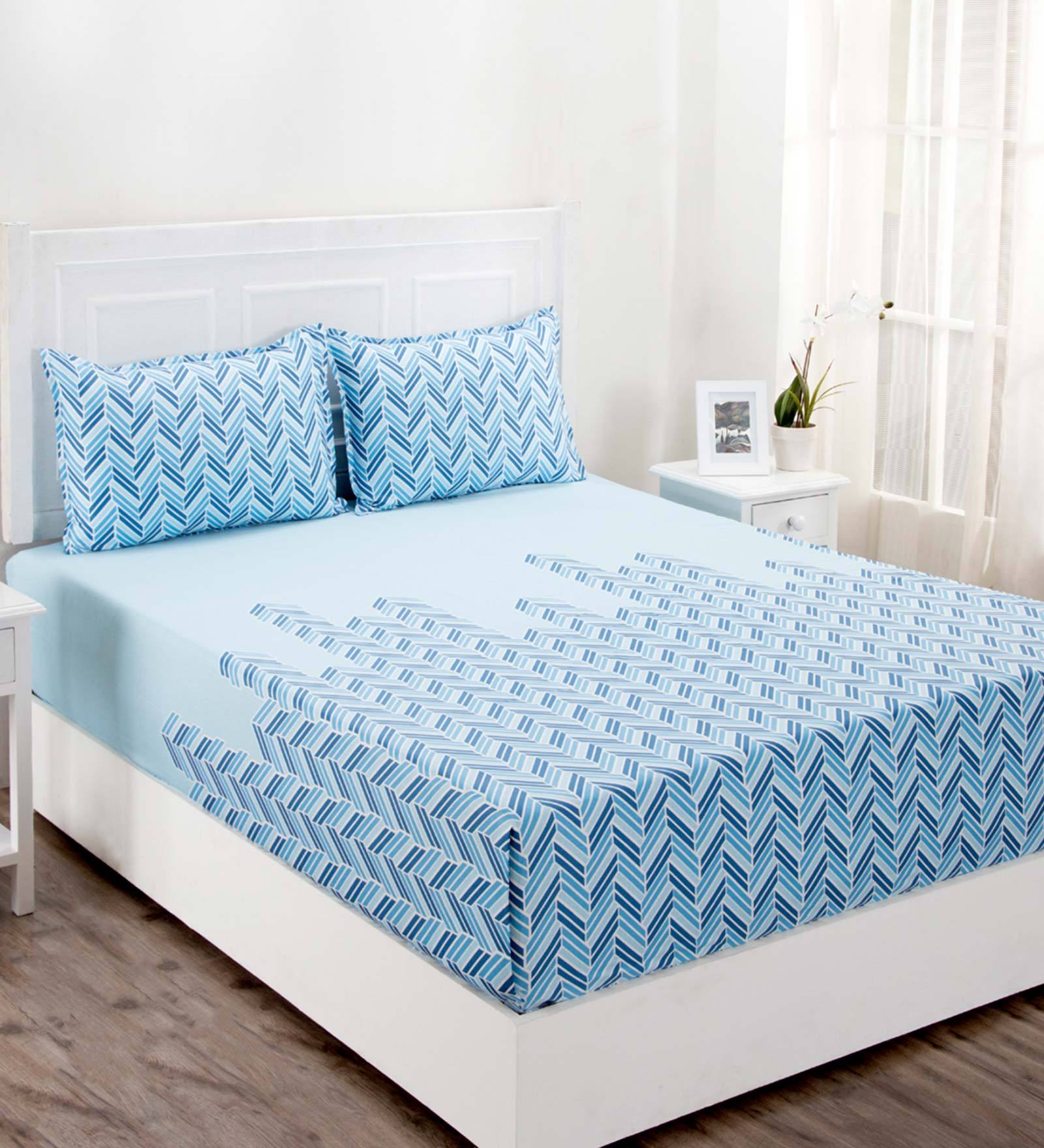 Buy Zephyr Cotton 210TC Double Bedsheet with 2 Pillow Covers by Maspar